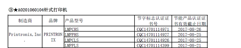 普印力高速行式打印機獲中國節(jié)能產(chǎn)品認證管理委員會的節(jié)能認證